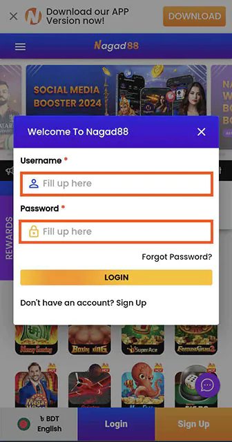 Enter your credentials and click the Login button.