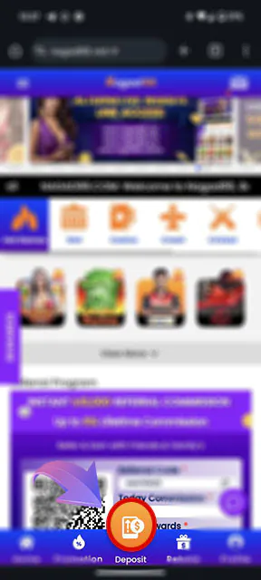 Alternatively, you can access the deposit section via the main menu at the bottom of the screen.